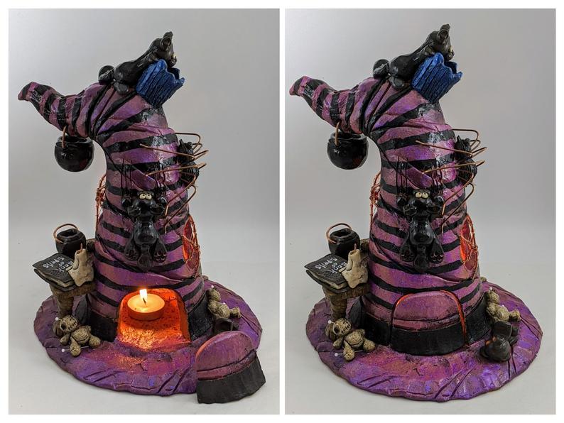 Handmade Ceramic Witch Hat, Incense Burner, Tealight Holder, Backflow Cones picture