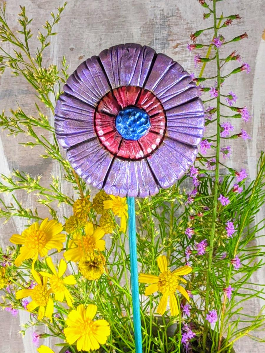 Ceramic Garden Flowers, Handmade Yard Art picture