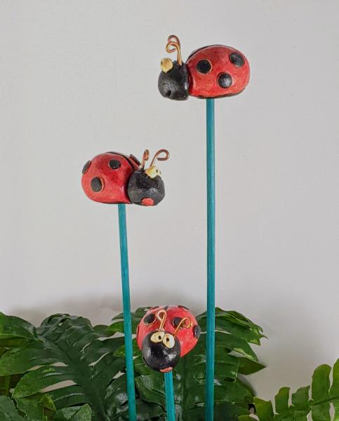 Garden Bug Stakes, Garden Art, Fairy Garden Art OOAK picture