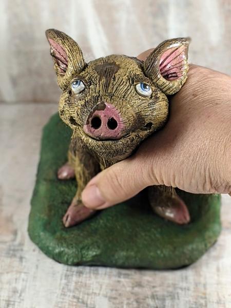 Pot Belly Pig Incense Burner, Handmade, OOAK picture