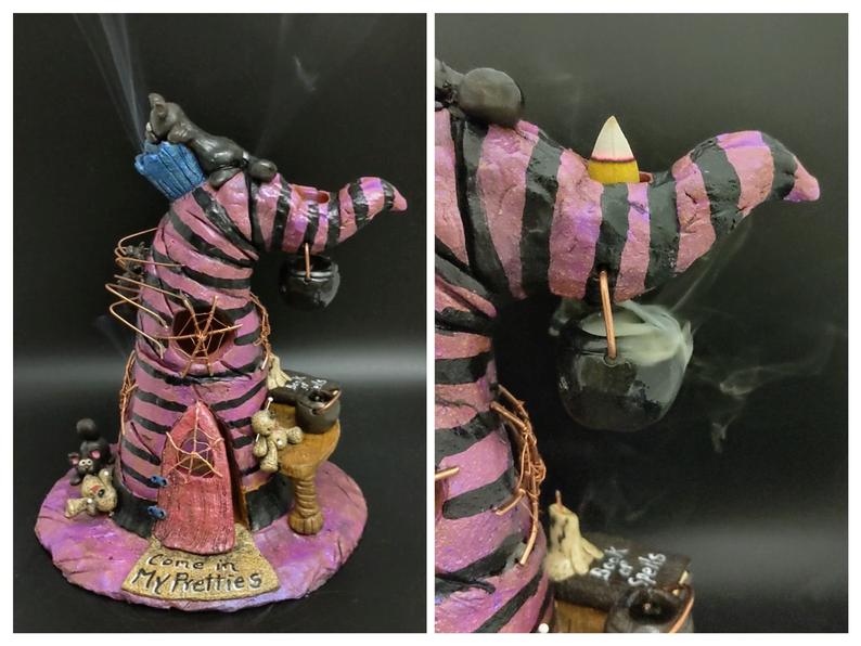 Handmade Ceramic Witch Hat, Incense Burner, Tealight Holder, Backflow Cones picture