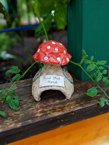 Toad Stool Home, Handmade Ceramic Toad House, Whimsical Toad House