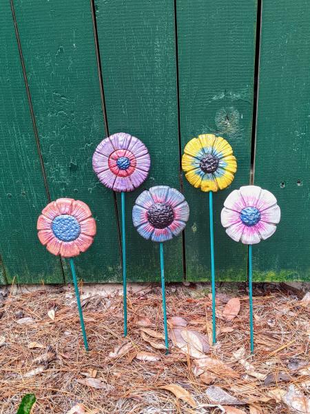 Ceramic Garden Flowers, Handmade Yard Art