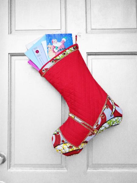 Large Christmas Stocking - Quilted Cutie African Print Indoor/Outdoor Christmas Decoration picture