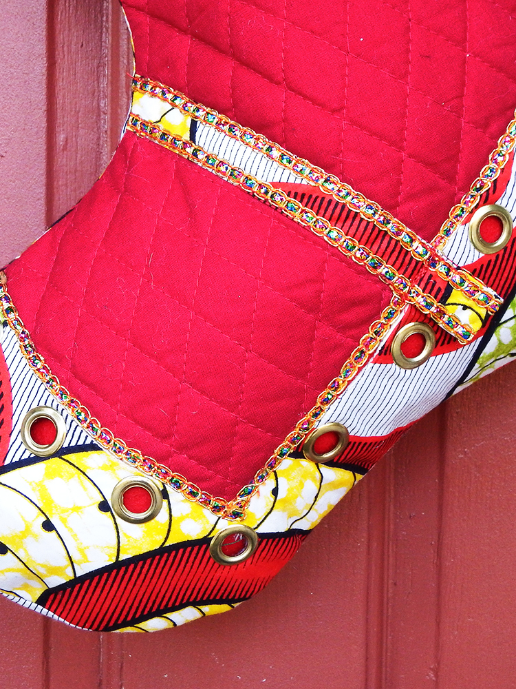 Large Christmas Stocking - Quilted Cutie African Print Indoor/Outdoor Christmas Decoration picture