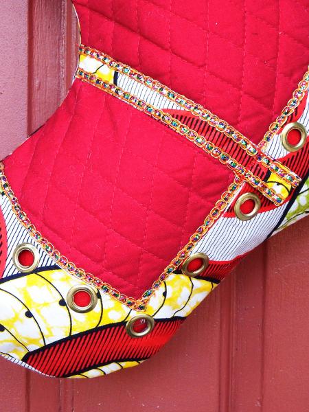 Large Christmas Stocking - Quilted Cutie African Print Indoor/Outdoor Christmas Decoration picture