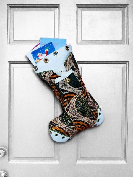 Large Christmas Stocking - Holiday Web African Print Indoor/Outdoor Christmas Decoration picture