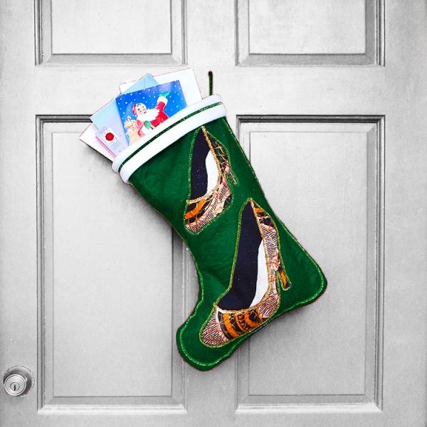 Large Christmas Stocking - Two-Step African Print Indoor/Outdoor Christmas Decoration picture