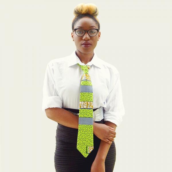 Green and Blue African Print Necktie - Made with Authentic African Fabric picture