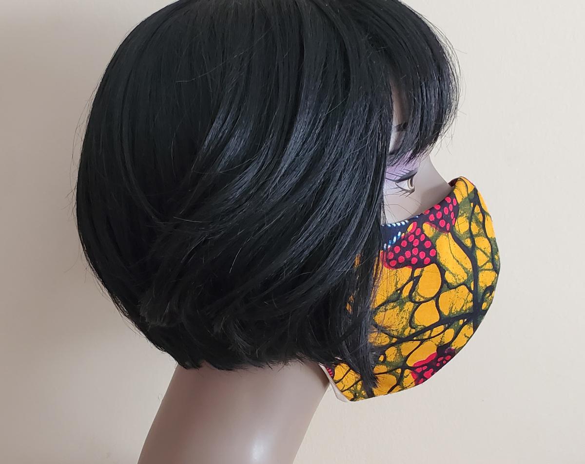 African Face Mask with Filter - Washable - Made in the USA - Adult Face Mask with Nose Wire picture