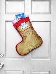 Large Christmas Stocking - Golden African Print Indoor/Outdoor Christmas Decoration w/Pocket