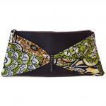 African Fashion Clutch Handbag with Inner Pocket, Butterfly Bow Tie African Print