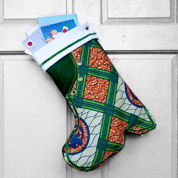 Large Christmas Stocking - Kente Boot African Print Indoor/Outdoor Christmas Decoration picture