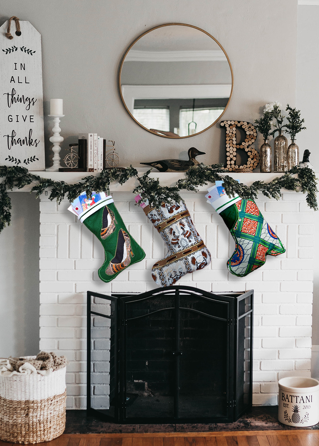 Large Christmas Stocking - Two-Step African Print Indoor/Outdoor Christmas Decoration picture