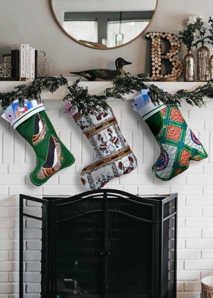 Large Christmas Stocking - Kente Boot African Print Indoor/Outdoor Christmas Decoration picture