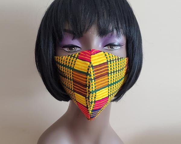 Kente African Face Mask with Filter - Washable - Made in the USA - Adult Face Mask with Nose Wire picture