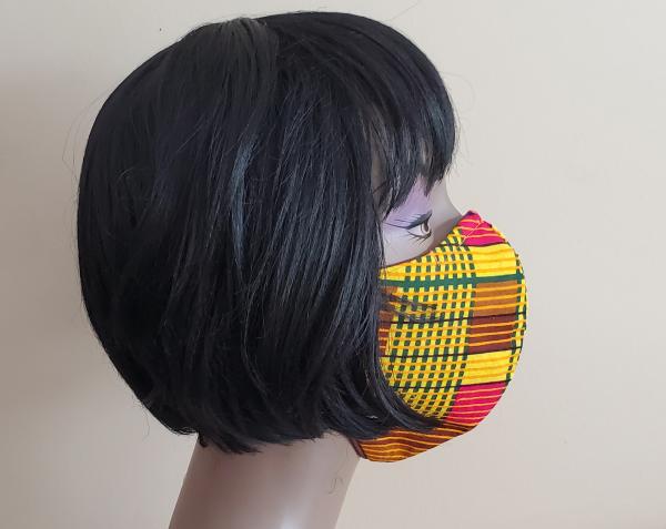 Kente African Face Mask with Filter - Washable - Made in the USA - Adult Face Mask with Nose Wire picture