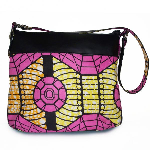 African Handbag, Pink Lemonade African Print Shoulder Bag