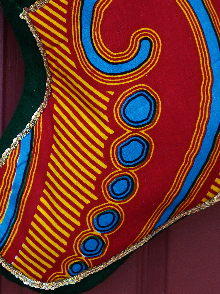 Large Christmas Stocking - High Step African Print Indoor/Outdoor Christmas Decoration picture