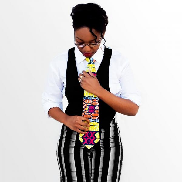 Multicolor African Print Necktie - Made with Authentic African Fabric picture