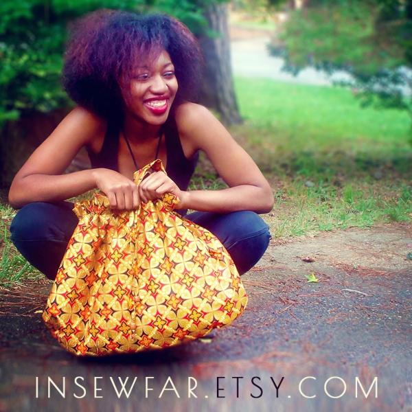 Large African Fashion Tote Bag with Inner Pockets and Coin Purse, Autumn African Print Fabric Tote picture