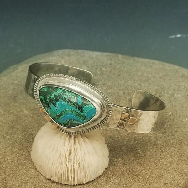 Malachite-Chrysocolla Cuff Sterling Silver and 14K picture