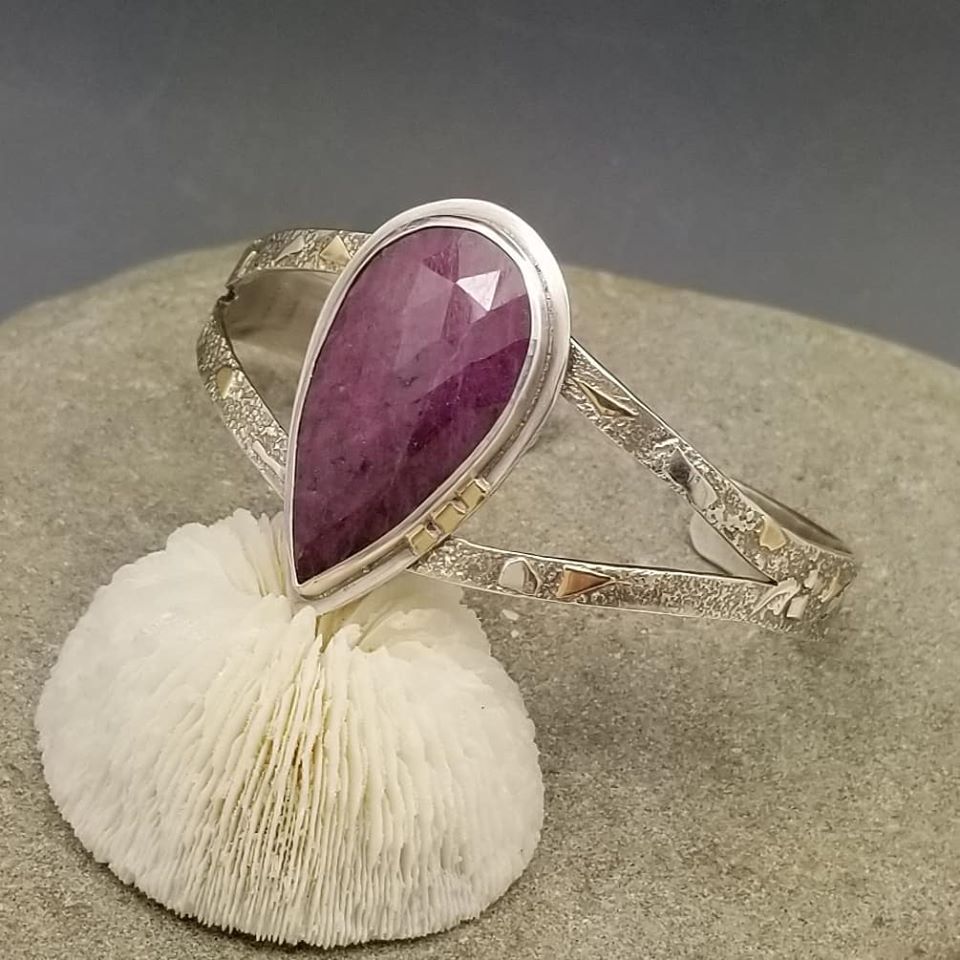 Ruby Cuff Sterling Silver and 14k picture