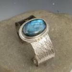 Labradorite Cuff in Sterling Silver and 14k