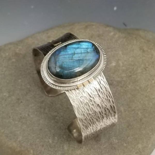 Labradorite Cuff in Sterling Silver and 14k picture