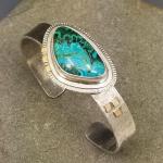 Malachite-Chrysocolla Cuff Sterling Silver and 14K