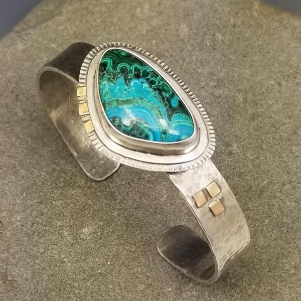 Malachite-Chrysocolla Cuff Sterling Silver and 14K picture