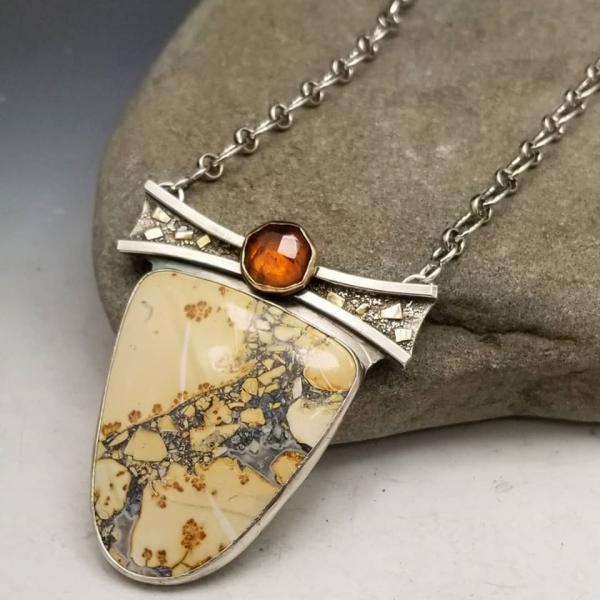 Maligano Jasper Necklace Sterling Silver and 14k picture