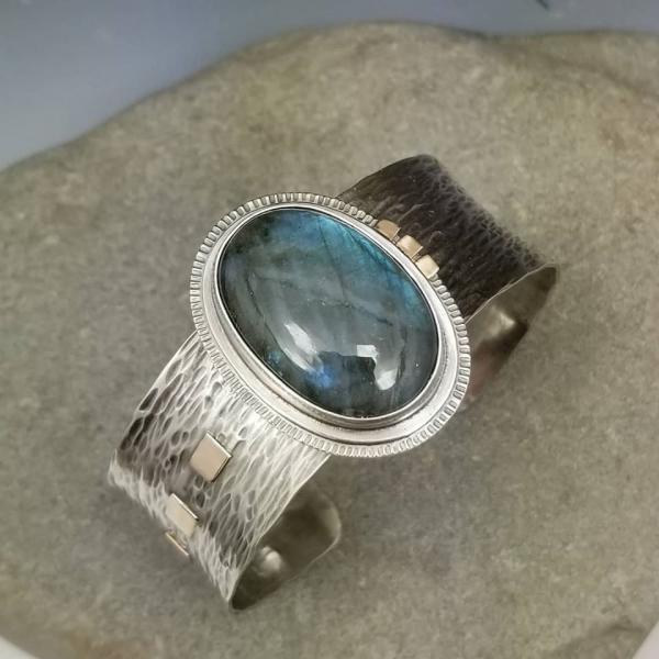 Labradorite Cuff in Sterling Silver and 14k picture