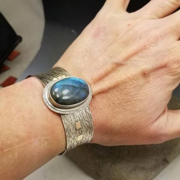 Labradorite Cuff in Sterling Silver and 14k picture