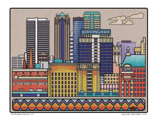 Birmingham Skyline 8x10" fine art print picture