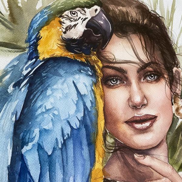 Girl with a Parrot picture