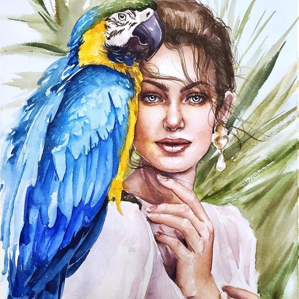Girl with a Parrot picture