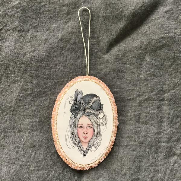 Tangled Hair Oval Rabbit Ornament picture