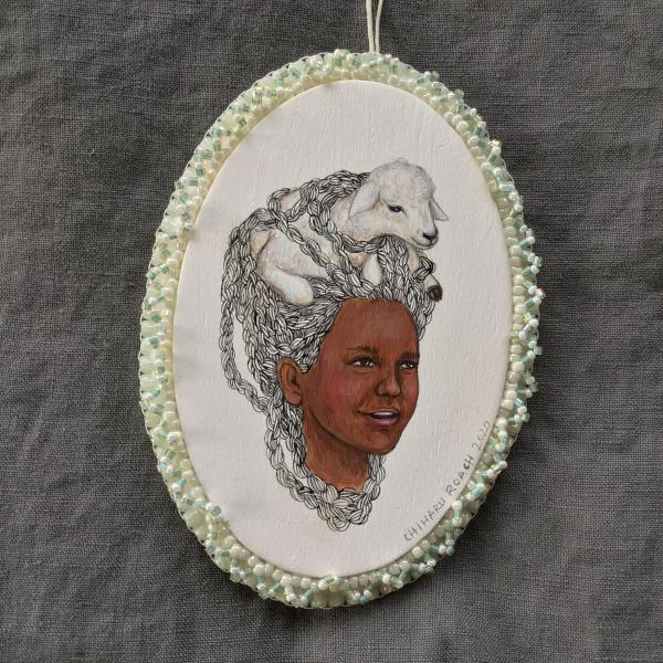Tangled Hair Oval Sheep Ornament picture