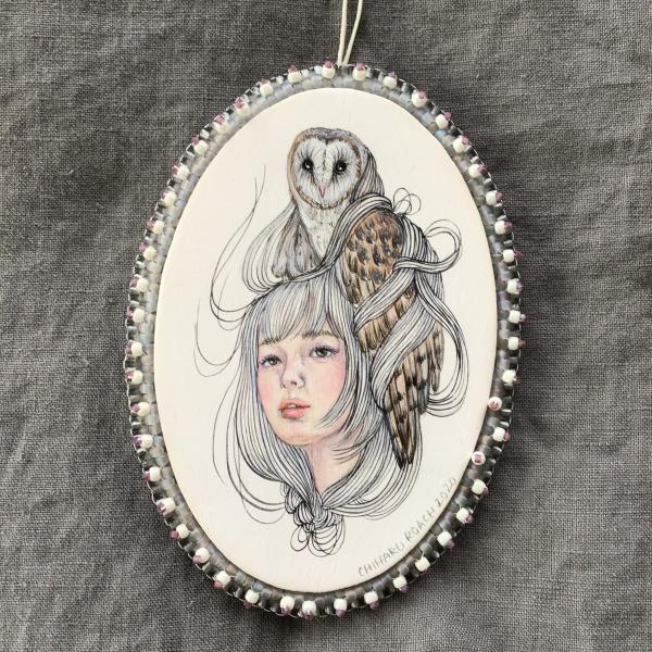 Tangled Hair Oval Owl Ornament picture
