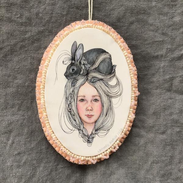 Tangled Hair Oval Rabbit Ornament picture