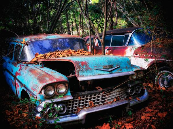 Blue Cadillac at Old Car City