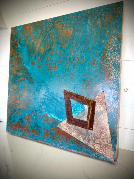 Hanging Copper Panel w Patina picture