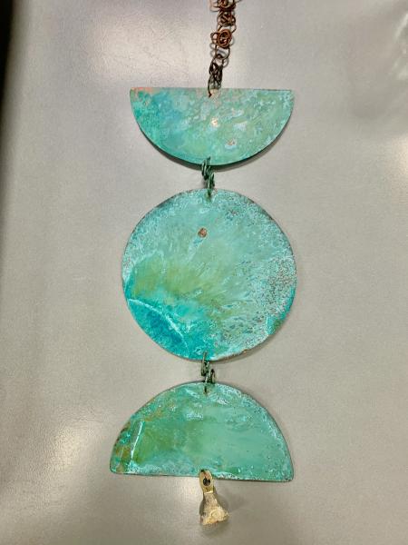 Copper Hanging Mobile Chime w Patina
