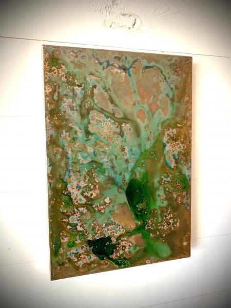 Fabricated Hanging Copper Panel w Patina