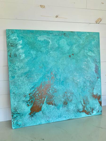 Fabricated Hanging Copper Panel w Patina