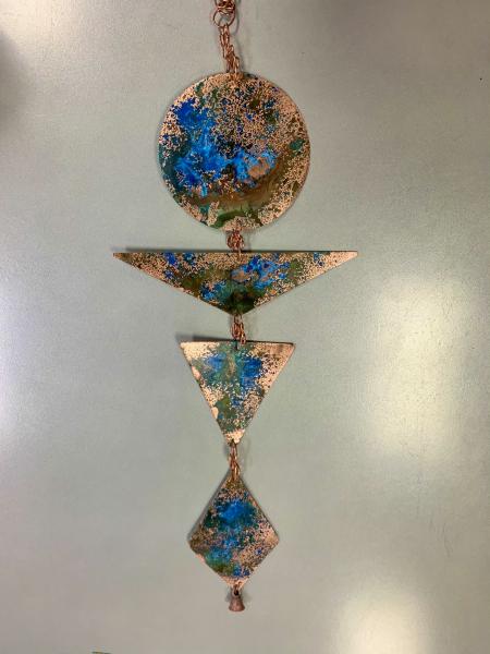 Hanging Copper Mobile Chime  w Patina
