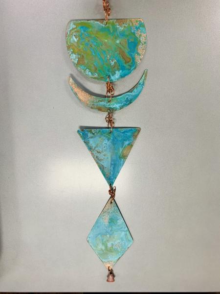 Copper hanging geometric mobile