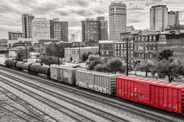 Skyline and Train - 8 1/2 X 11 archival paper