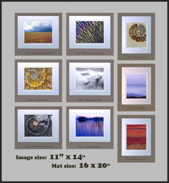 11" x 14" photographs matted to 16" x 20" frame size (Gallery 1)